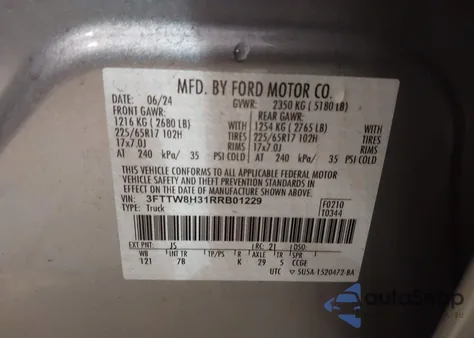 2024 Ford Maverick Xlt z USA, uszkodzony, nr VIN 3FTTW8H31RRB01229